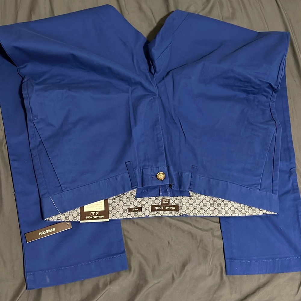 MK slim fit stretch blue slacks w38-L32